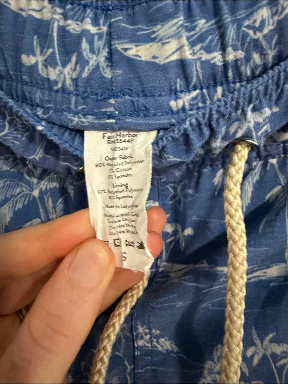 Fair Harbor The Bayberry Lined Swim Trunks Blue Tropical Men’s Size S